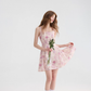 Floral suspender skirt with pink mini skirt R2662
