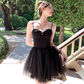 Black mid-length waist a-line suspender dress summer French temperament skirt R4943