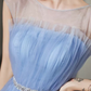 Ruffled Blue Homecoming Dress , Pretty Tulle Corset Mini Summer Dress RS1443