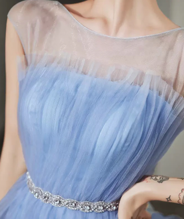 Ruffled Blue Homecoming Dress , Pretty Tulle Corset Mini Summer Dress RS1443