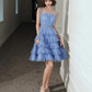 Ruffled Blue Homecoming Dress , Pretty Tulle Corset Mini Summer Dress RS1443