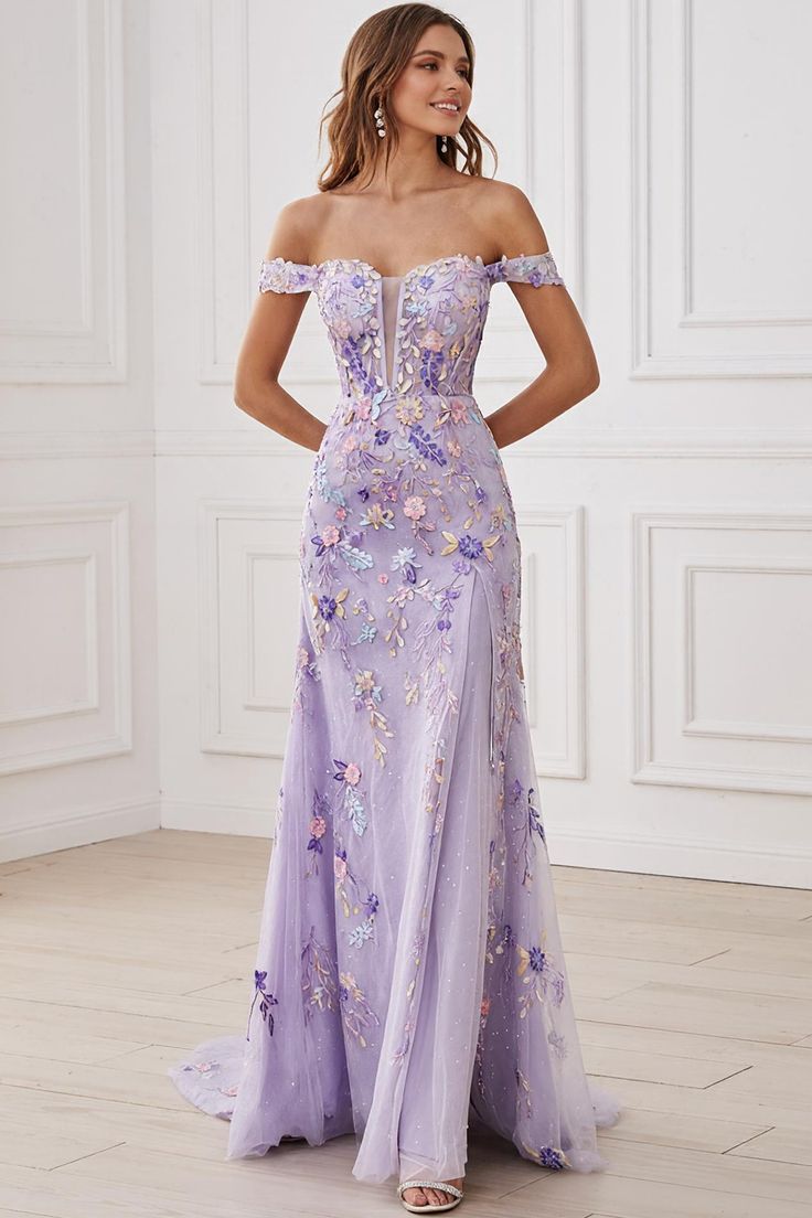 French Chic Lavender A-Line Strapless Long Women Dress with Applique Evening Dress Birthday Dress RS116