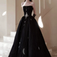 Elegant Black Beaded Prom Gown , Pretty Strapless Maxi Evening Dress RS1346
