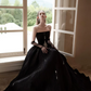 Elegant Black Beaded Prom Gown , Pretty Strapless Maxi Evening Dress RS1346