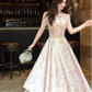 Elegant Pink Prom Gown , Pretty Printed Patterns Satin Maxi Evening Dress RS1347