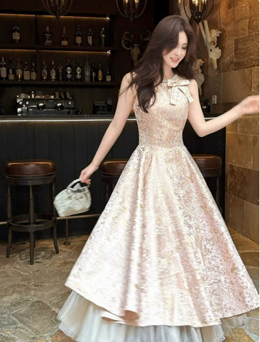 Elegant Pink Prom Gown , Pretty Printed Patterns Satin Maxi Evening Dress RS1347