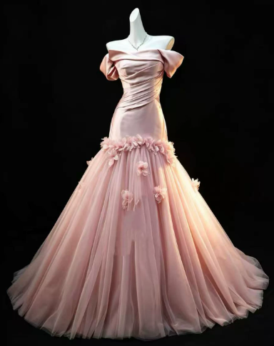 Sweet Pink Prom Gown , Romantic Tulle Applique Maxi Evening Dress Birthday Dress RS1350