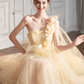 Sweet Pastel Yellow Prom Gown , Elegant Tulle Applique Maxi Evening Dress Birthday Dress RS1351