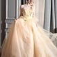 Sweet Pastel Yellow Prom Gown , Elegant Tulle Applique Maxi Evening Dress Birthday Dress RS1351