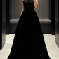 Minimalist Black Prom Gown , Elegant Silky Maxi Evening Dress RS1353