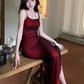 sexy suspender dress sheath long skirt     S5462