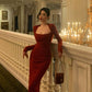 Retro red dress for women new style long mermaid dress     S5481