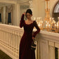 red velvet dress for women new retro long skirt     S5484