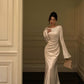 long-sleeved satin dress for women new style long skirt     S5489