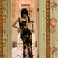 Ruffled floral suspender dress for women new long dress    S5493