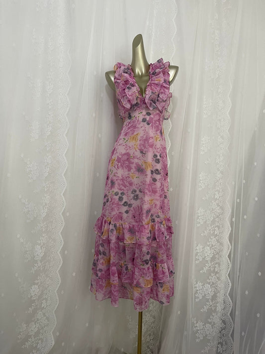 New floral dress summer ruffle holiday dress      S5466