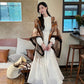 women's long sleeves pleated waist engagement dress celebrity birthday long dress     S5469