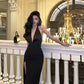 Sexy black halter neck dress new backless slit long dress   S5476