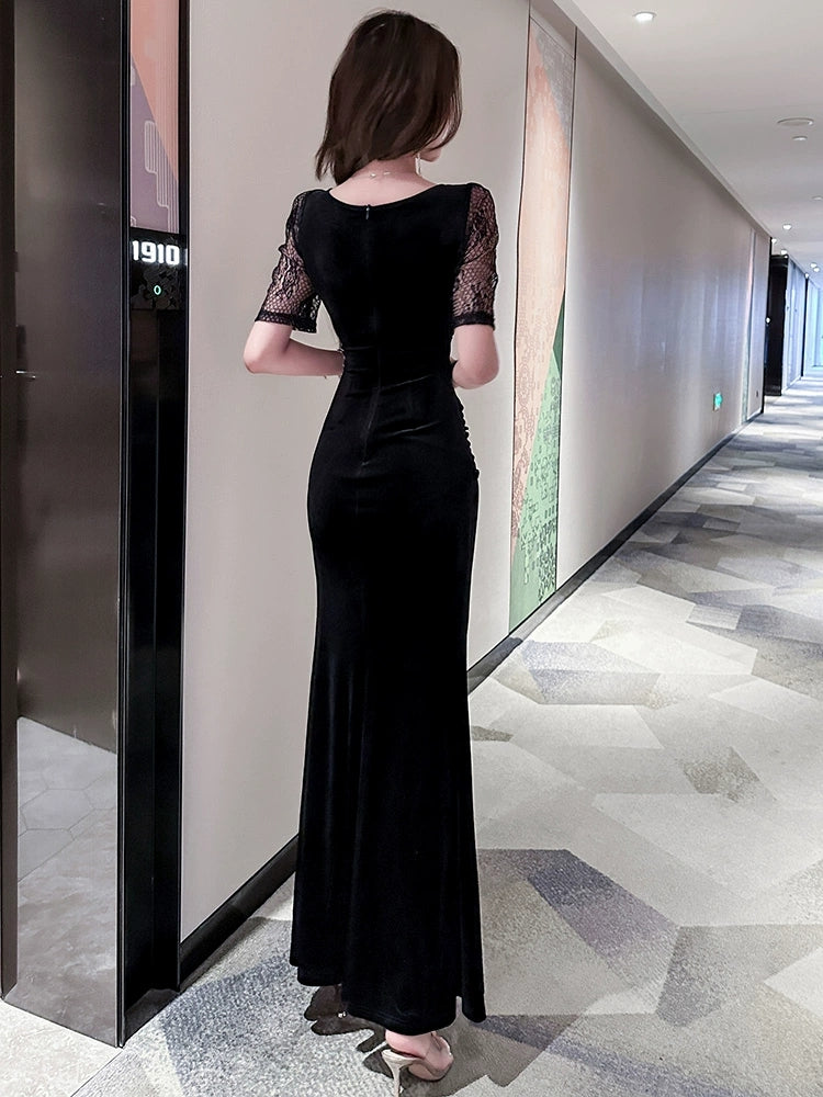 sexy evening dress long skirt        S5449