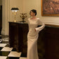 long-sleeved satin dress for women new style long skirt     S5489