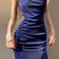 Blue shiny dress birthday party dress      S5472