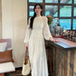women's long sleeves pleated waist engagement dress celebrity birthday long dress     S5469