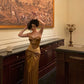 Gold velvet suspender dress for women new evening dress     S5478