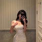 jacquard suspender dress new pleated long skirt    S5490