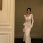 White mermaid dress for women new long evening dress    S5499