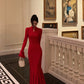 Red new style long mermaid dress     S5480