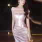 evening dress pink engagement dress      S5471