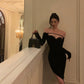 Sexy off-shoulder velvet dress for women new style dress little black dress    S5498