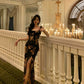 Ruffled floral suspender dress for women new long dress    S5493