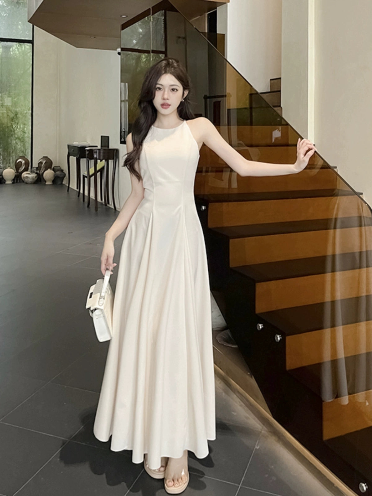 halter dress for women a-line long dress      S5465