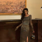 Two-piece Set Women New Printed Slit Long Skirt     S5495