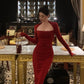 Retro red dress for women new style long mermaid dress     S5481