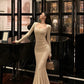 French long-sleeved mermaid dress for women new  long skirt   S5477