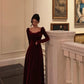 red velvet dress for women new retro long skirt     S5484