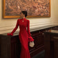 Red new style long mermaid dress     S5480