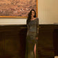 Two-piece Set Women New Printed Slit Long Skirt     S5495