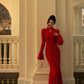 Red new style long mermaid dress     S5480