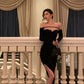 Sexy off-shoulder velvet dress for women new style dress little black dress    S5498