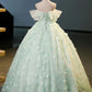 Quinceanera Dress Tulle A-Line Lace Long Prom Dress Lace Long Sweet Dress       S5593