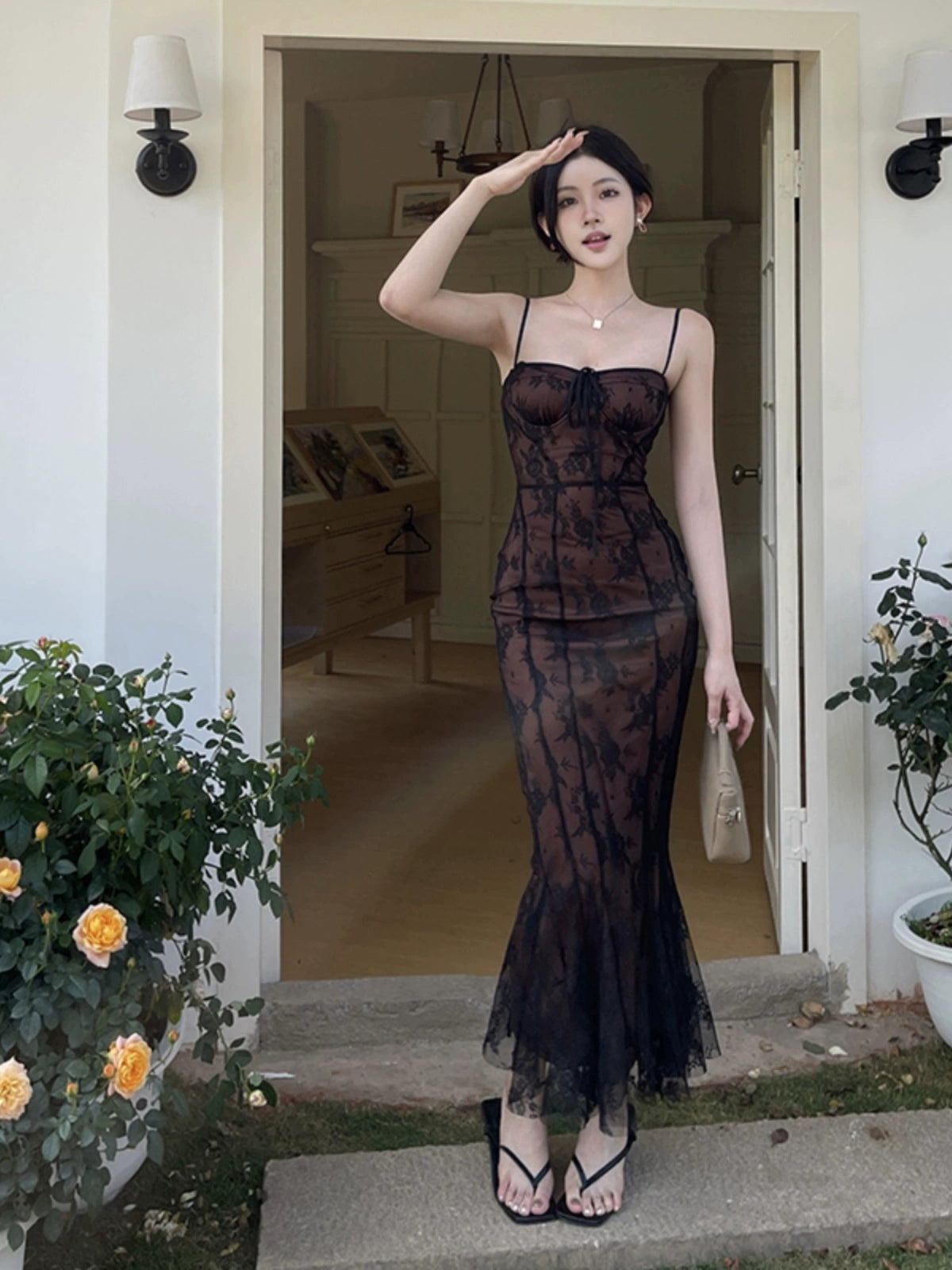 sexy lace suspender dress for women      S5464