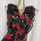 retro red rose V-neck sexy backless travel holiday floral beach dress      S5468