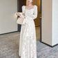 Pink sexy lace long-sleeved dress for women     S5461