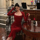 Retro red dress for women new style long mermaid dress     S5481