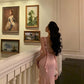 Sexy Mermaid Straps Neckline Backless Satin Pink Slit Prom Dresses Birthday Outfits        S5448