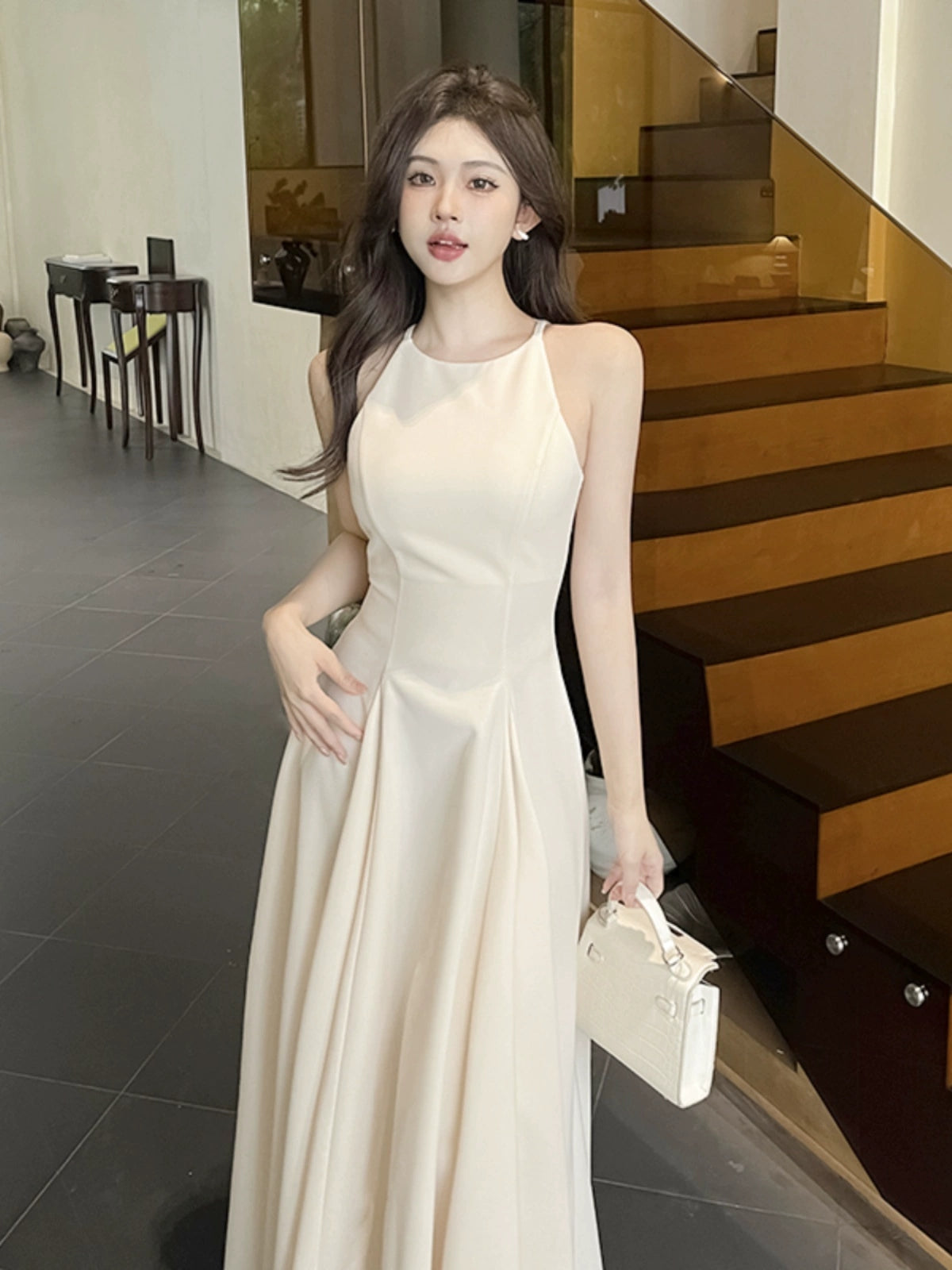 halter dress for women a-line long dress      S5465