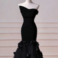 Charming Black Prom Gown , Elegant Tulle 3D Floral Maxi Evening Dress Celebrity Dress RS1355